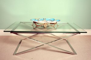 Beautiful Modern Chrome and Glass Coffee Table | Ref. no. 01699a | Regent Antiques