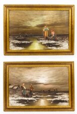 Antique Pair Paintings & 39 Sea View of Britanny& 39 L Biro 20th Century C1920
