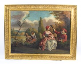 Antique Oil Painting Riverside Conversations c.1920 | Ref. no. 01738a | Regent Antiques
