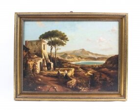 Antique Painting Neapolitan Landscape Postiglione 