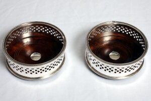 Gorgeous Pair Silver Plated English Wine Coasters | Ref. no. 01837 | Regent Antiques
