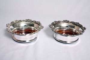Gorgeous Pair Silver Plated English Wine Coasters | Ref. no. 01861 | Regent Antiques