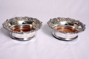 Gorgeous Pair Silver Plated English Wine Coasters | Ref. no. 01862 | Regent Antiques