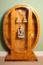 Stunning Art Deco Birdseye Maple Oval Display Cabinet | Ref. no. 01910 | Regent Antiques