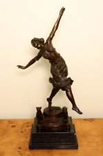 Captivating Art Deco Bronze Dancer with Dogs Colinet | Ref. no. 01954 | Regent Antiques