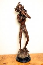 Delightful Bronze Dancing Cornish Pixie Playing Shell | Ref. no. 01957 | Regent Antiques