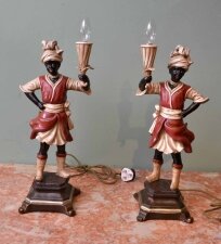 Beautiful Pair Bronze Blackamoor Lamps Bedside | Ref. no. 01958 | Regent Antiques