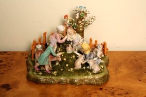 German Dresden Porcelain Children Animals Playing | Ref. no. 01960 | Regent Antiques