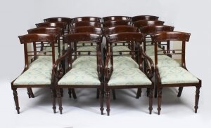 Vintage Set 16 English Regency Revival Bar Back Dining Chairs 20th C