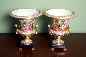 Delightful Hand Painted Pair Sevres Campana Urns Vases | Ref. no. 01988 | Regent Antiques