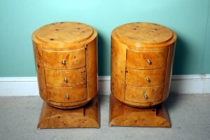 Stunning Pair Art Deco Birdseye Maple Bedside Cabinets | Ref. no. 01999 | Regent Antiques