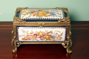 Hand Painted Russian Navy  Blue Porcelain Casket | Ref. no. 02071 | Regent Antiques