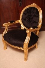 Louis XV Black Velvet Giltwood Child\