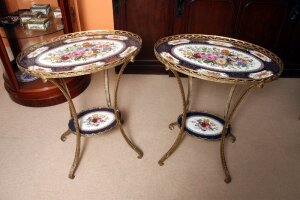 Unusual Pair Sevres Style Porcelain Ormolu Side Tables | Ref. no. 02074 | Regent Antiques