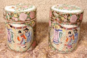 Pair Chinese Canton Hand Painted Porcelain Jars | Ref. no. 02121 | Regent Antiques