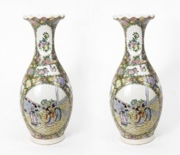 Pair Chinese Canton Hand Painted Porcelain Vases | Ref. no. 02124 | Regent Antiques