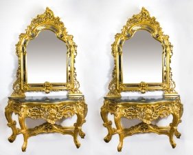 Pair Fantastic Rococo Style Console Tables Mirrors | Ref. no. 02170a | Regent Antiques