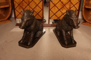 Stunning Pair of Bronze Boars | Ref. no. 02186 | Regent Antiques