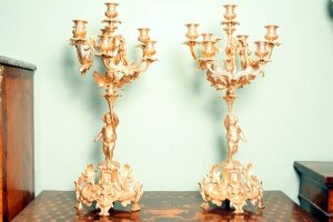 Pair Large Rococo Gilded Bronze Candelabras | Ref. no. 02188 | Regent Antiques