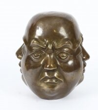 Huge Bronze Four Face Buddha Brahma Hindu Sculpture