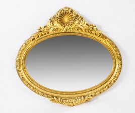 Stunning Giltwood Oval Carved Mirror Bevelled Edge 86 x 96 cm | Ref. no. 02221 | Regent Antiques