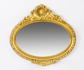 Stunning Giltwood Oval Carved Mirror Bevelled Edge 86 x 96 cm | Ref. no. 02221 | Regent Antiques