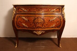 LouisXV Style Walnut Marquetry Commode Siena Marble | Ref. no. 02225 | Regent Antiques