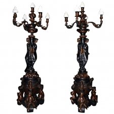 Pair French Empire Bronze Classical Lady Lamps | Ref. no. 02268 | Regent Antiques