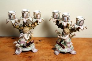 Lovely Pair German Dresden Porcelain Candelabras | Ref. no. 02275 | Regent Antiques