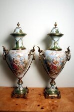 Stunning Pair Large Hand Painted Ormolu Mounted Vases | Ref. no. 02282 | Regent Antiques