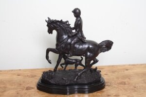 Bronze Sculpture of Huntsman & Hound | Ref. no. 02446 | Regent Antiques
