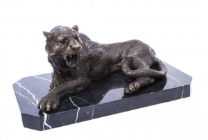 Stunning Bronze Snarling Leopard on Marble Base | Ref. no. 02470 | Regent Antiques