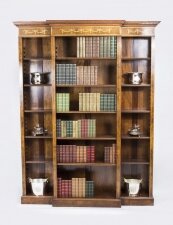 Bespoke Sheraton Revival Breakfront Burr Walnut Open Bookcase