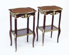 Bespoke Pair Mahogany & Walnut parquetry Occasional Tables | Ref. no. 02561b | Regent Antiques