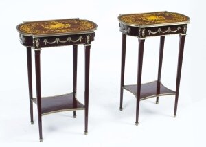 Pair Mahogany & Marquetry Occasional Tables | Ref. no. 02565a | Regent Antiques