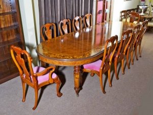 12ft Victorian Marquetry Dining Table & 10 chairs | Ref. no. 02576c | Regent Antiques