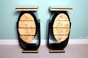 Stunning Pair Birdeye Maple & Ebonised Cabinets Stands | Ref. no. 02606 | Regent Antiques