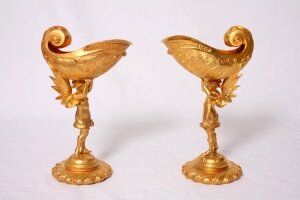 Stunning Pair Gilded Bronze Cherub Shell Centrepieces | Ref. no. 02615 | Regent Antiques