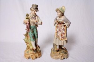 Pair German Dresden Hand Painted Porcelain Figures | Ref. no. 02619 | Regent Antiques