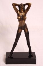 Erotic Bronze Sculpture of Nude Lady Thigh High Boots | Ref. no. 02689 | Regent Antiques