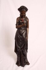 Lovely Bronze Sculpture Young Maiden Holding Red Roses | Ref. no. 02703 | Regent Antiques