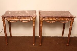Pair French Giltwood Empire Marble Side Tables | Ref. no. 02724 | Regent Antiques
