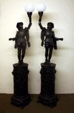 Stunning Pair Bronze Renaissance Cavalier Lamps 2M Tall | Ref. no. 02756 | Regent Antiques