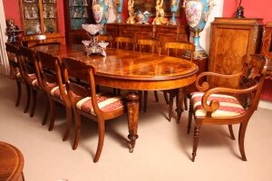 Victorian Burr Walnut Dining Table & 10 Walnut Chairs | Ref. no. 02817 | Regent Antiques