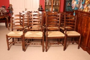Splendid Set 12 English Oak Ladderback Dining Chairs | Ref. no. 02821 | Regent Antiques