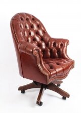 Bespoke English Hand Made Leather Directors Desk Chair Chestnut