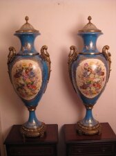 Pair Huge Gilded Celeste French Sevres Porcelain Vases | Ref. no. 02869 | Regent Antiques