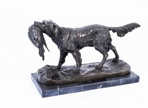 Bronze Sculpture of Hunting Dog | Bronze Dog Statue | Ref. no. 02897 | Regent Antiques