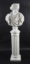 Vintage Large Marble Bust Roman Goddess Diana on Pedestal 20th C | Ref. no. 02944a | Regent Antiques