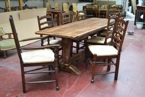 Vintage 7ft 6"  Oak Refectory Dining Table & 8 Chairs | Ref. no. 02948 | Regent Antiques
